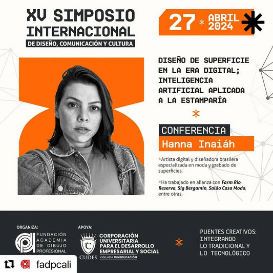 Hanna Inaiáh presenting on AI in surface design 2024 at XV International Symposium in Colombia